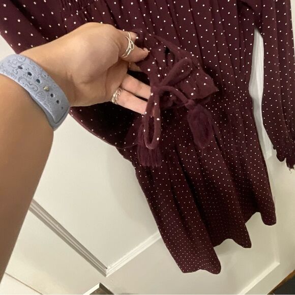 Maroon top shop dress with white polka dots - Picture 3 of 4